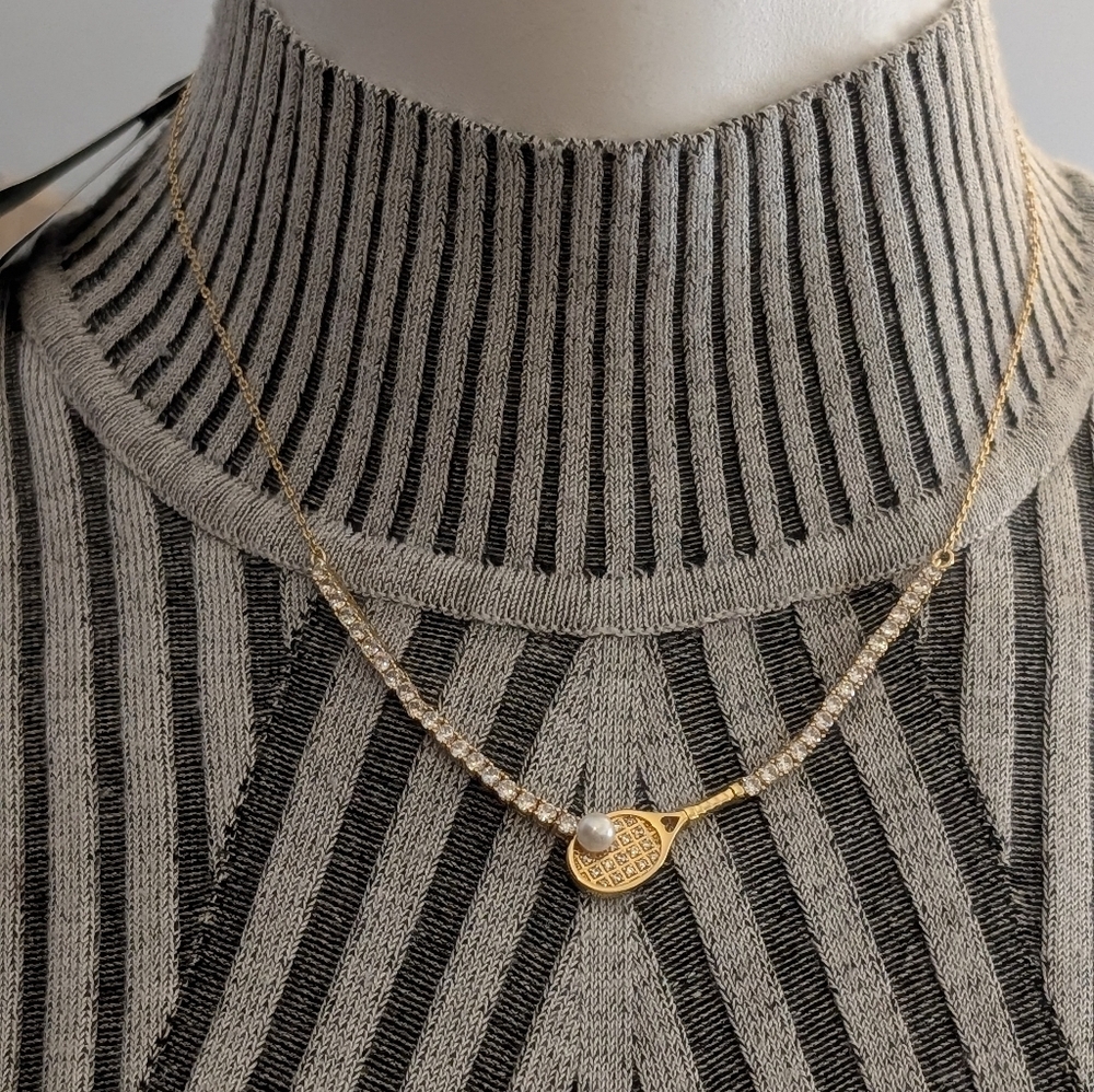NWT Kate Spade ♠️ Queen Of The Court Tennis Racket Necklace - Picture 3 of 8
